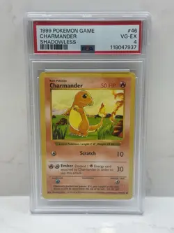 1999 Pokemon Charmander 46/102 Base Set Shadowless PSA 4 - Image 1