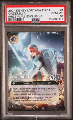 DISNEY LORCANA EN C1-LORCANA CHALLENGE PROMO #3 CINDERELLA - STOUTHEARTED PSA 10 - Image 1