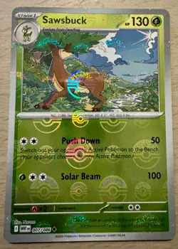 Pokemon TCG Sawsbuck 007/086 White Flare Reverse Holo Pokeball Card - Image 1