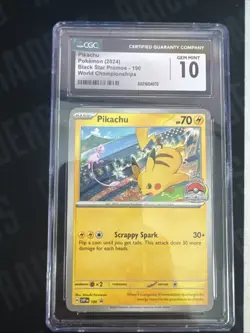 Pokemon Pikachu TCG Black Star Promo Card SVP en 190 World Championships Cgc 10 - Image 1