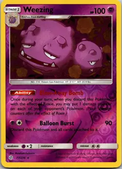 Weezing 77/236 Rare Cosmic Eclipse Pokemon Reverse Holo Near Mint - Image 1