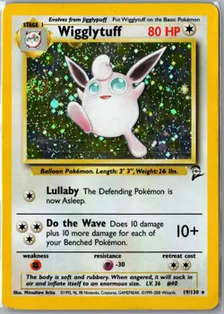 Wigglytuff 19/130 Holo Rare Base Set 2 Pokemon Damaged - Image 1