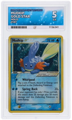 2004 POKEMON EX TEAM ROCKET RETURNS GOLD STAR #107 MUDKIP-HOLO ACE 5 - Image 1