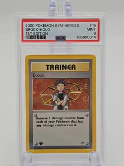 2000 POKEMON GYM HEROES 1ST EDITION #15 BROCK-HOLO PSA 9 MINT - Image 1