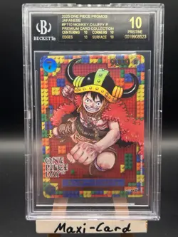 2025 ONE PIECE PROMOS #P110 MONKEY.D.LUFFY BGS 10 BLACK LABEL + BGS 10 - Image 1