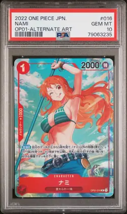 PSA 10 Nami OP01-016 R Parallel Alt Art Romance Dawn Japanese One Piece Card - Image 1