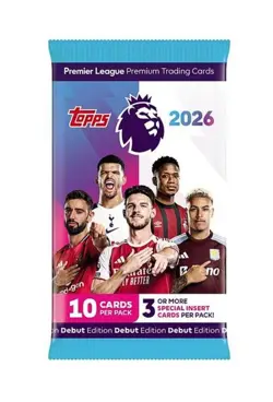 Topps Premier League 2026 Trading Card Packets Debut Edition 10 Cards Per Packet - Image 1
