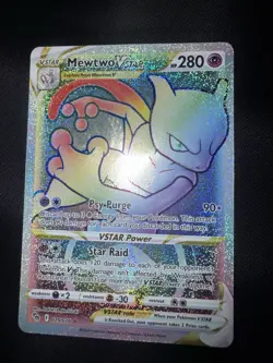 Pokemon Go Mewtwo VSTAR TCG Card Rainbow Secret Rare 079/078 Mint Condition - Image 1