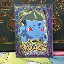 Bulbasaur #01 E1 OF 12 - NON-HOLO- BLUE logo - TOPPS POKEMON CARD - NM - Image 1