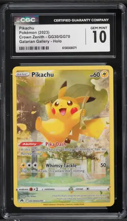 2023 Pokemon Crown Zenith Pikachu #GG30 CGC 10 - Image 1