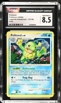CGC 8.5 NM/MINT+ Politoed 12/146 Holo Legends Awakened Pokemon Card - Image 1