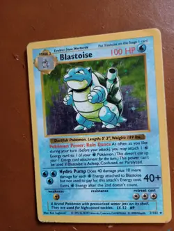 Blastoise 2/102 Holo Rare Base Set (Shadowless) Pokemon Card HP/ damage - Image 1