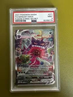 2021 Pokemon SWSH Fusion Strike Gengar VMAX Alt Art Secret Rare #271 PSA 9 MINT - Image 1