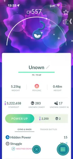Pokemon Go Shiny Unown U - Image 1