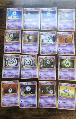 Pokemon Unown Old back neo genesis NEAR complete set Japanese lot of 16 - Image 1