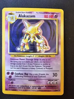 Base Set Alakazam Pokemon Holo Rare 1/102 Unlimited - Image 1