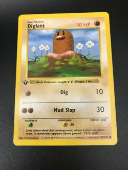 Diglett 47/102 1st Edition Shadowless Base Set 1999 Pokemon WOTC TCG NM - Image 1