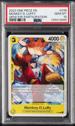 2023 ONE PIECE PROMOS #036 MONKEY D. LUFFY PSA 10 - Image 1