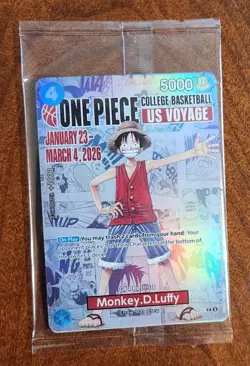 One Piece Monkey D. Luffy US Voyage College Basketball Promo Card (Sealed) - Image 1