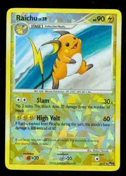 Pokemon RAICHU 3/17 Promo Card POP Series 9 Cracked Ice Rev Holo- Lightly Played - Image 1