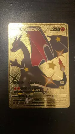 Gold - Shiny Charizard V - Pokemon - Fan Art Card - Image 1
