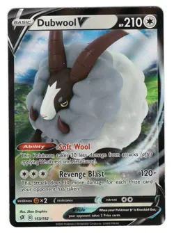 Pokemon TCG Dubwool V SWSH Rebel Clash 153/192 Ultra Holo Rare Card NM - Image 1