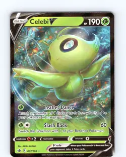 Pokemon TCG Celebi V SWSH Chilling Reign 007/198 Ultra Holo Rare Card NM - Image 1