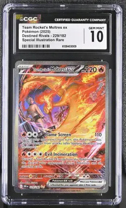 Pokemon GRADED Team Rocket's Moltres ex 229/182 DRI SIR 10 CGC ENGLISH - Image 1