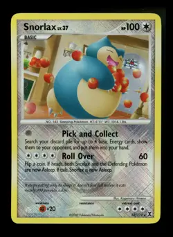 #2 Snorlax 33/111 Rising Rivals 2009 Rare Cross Holo Pokemon League Pokemon Card - Image 1