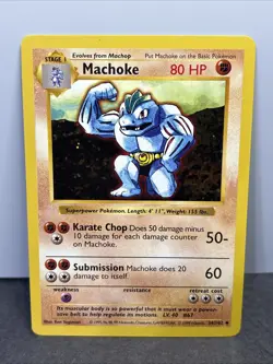 Pokemon TCG Machoke 34/102 Shadowless Base Set Vintage WOTC LP - Image 1