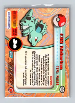 Nidorina #30 Blue Logo - 1999 Pokemon Topps TV Animation Series 1 LP - Image 2