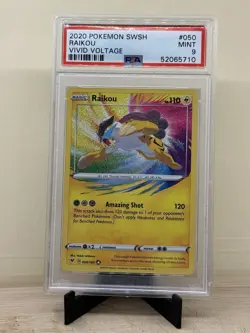 Raikou 050/185 Vivid Voltage Holo Amazing Rare PSA 9 Pokemon SWSH TCG 2020 - Image 1