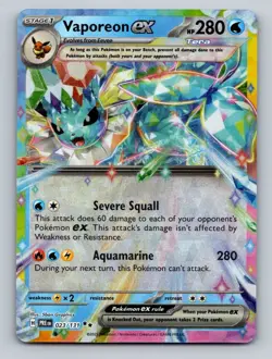 Pokemon TCG Vaporeon ex Holo Double Rare SV: Prismatic Evolutions 023/131 - Image 1
