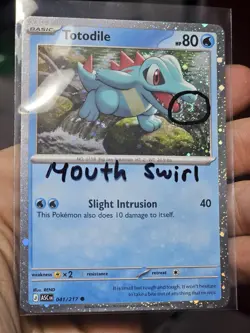 Pokemon TCG Totodile Cosmos Holo Exclusive W/Mouth Swirl + Holo Bleed NM/LP - Image 1