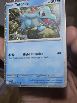 Pokemon TCG Totodile Cosmos Holo Exclusive W/Mouth Swirl + Holo Bleed NM/LP - Image 2