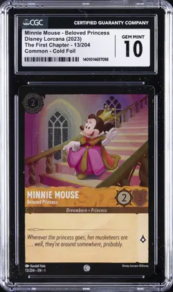 2023 DISNEY LORCANA EN1-THE FIRST CHAPTER COLD FOIL #13 MINNIE MOUSE CGC 10 - Image 1