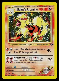 Pokemon Card Gym Challenge Blaine's Arcanine 1/132 Rare Unlimited Holo - Image 1