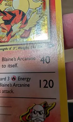 Pokemon Card Gym Challenge Blaine's Arcanine 1/132 Rare Unlimited Holo - Image 4