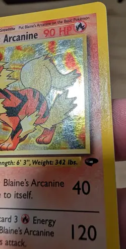 Pokemon Card Gym Challenge Blaine's Arcanine 1/132 Rare Unlimited Holo - Image 5