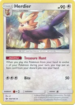 Herdier 104/149 Uncommon - Pokemon Sun & Moon Base Set Single Card - Image 1