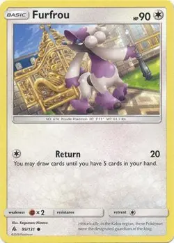 Furfrou 99/131 Common - Pokemon Sun & Moon Forbidden Light Card - Image 1