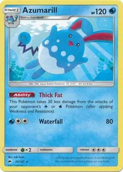 Azumarill 35/147 Rare - Pokemon Sun & Moon Burning Shadows Card - Image 1