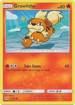 Growlithe 21/149 Pokemon Sun & Moon Card - Image 1