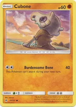 Cubone 57/131 Common - Pokemon Sun & Moon Forbidden Light Card - Image 1