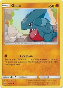 Gible 60/131 Common - Pokemon Sun & Moon Forbidden Light Card - Image 1