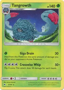 Tangrowth 8/147 Rare - Pokemon Sun & Moon Burning Shadows Card - Image 1
