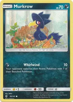 Murkrow 78/145 Common - Pokemon Sun & Moon Guardians Rising Card - Image 1