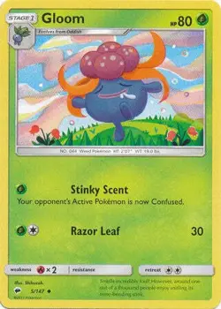 Gloom 5/147 Uncommon - Pokemon Sun & Moon Burning Shadows Card - Image 1