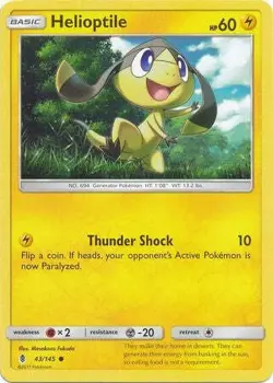 Helioptile 43/145 Common - Pokemon Sun & Moon Guardians Rising Card - Image 1