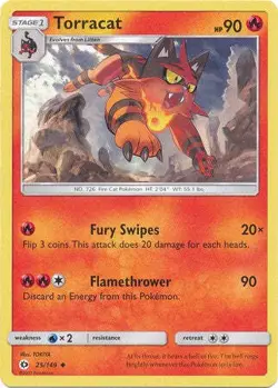 Torracat 25/149 Uncommon - Pokemon Sun & Moon Base Set Single Card - Image 1